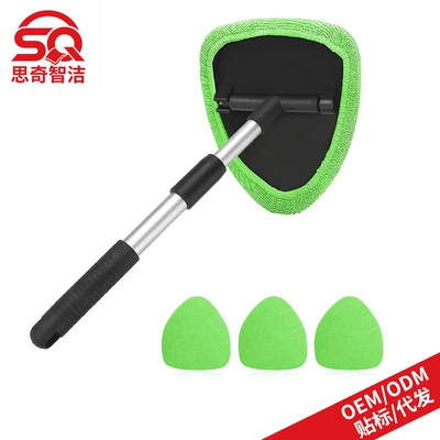 Car cleaning tools | Set Car Wash Window - 1-pentagonal-plastic-piece-4-green-cloth-covers