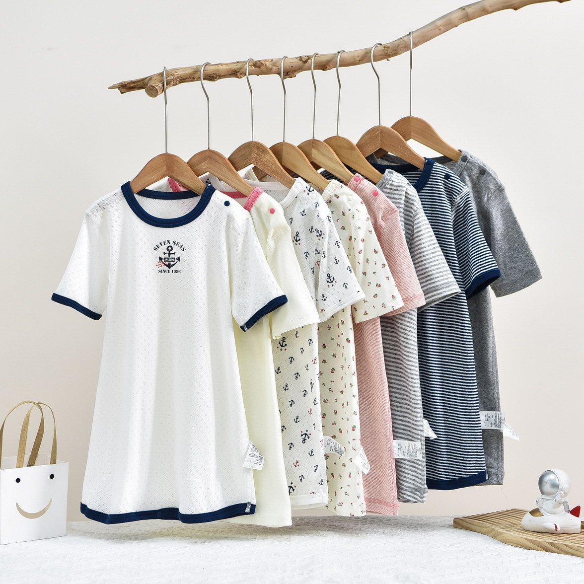 Children's romper sleeping bag short-sleeved cute cartoon loungewear for girls, air-conditioned clothing, export quality for boys' foreskin