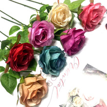 单支钻石玫瑰 仿真单枝玫瑰秋色欧式高档婚庆婚礼堂月季外贸绢花