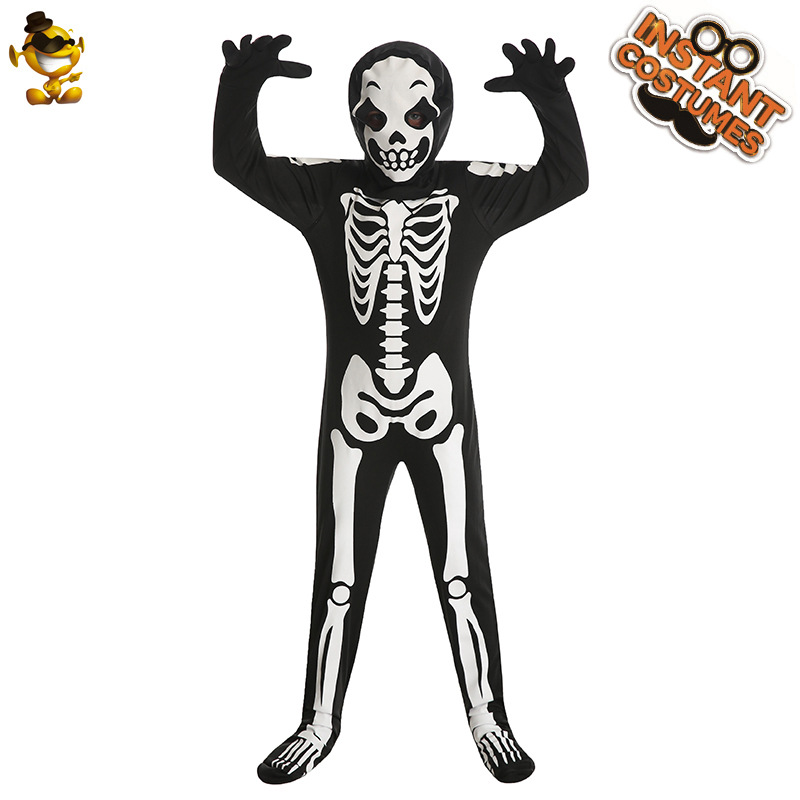 Niños de Halloween esqueleto blanco hueso fantasma ropa de juego de roles escenario ropa de fantasma ropa de fiesta