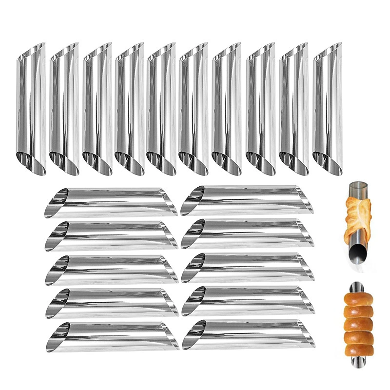 Нержавеющая сталь большой винтовой трубки 20 комплектов двойной головки скошенный датский круассан хрустящий спиральный труба Форма для хлеба