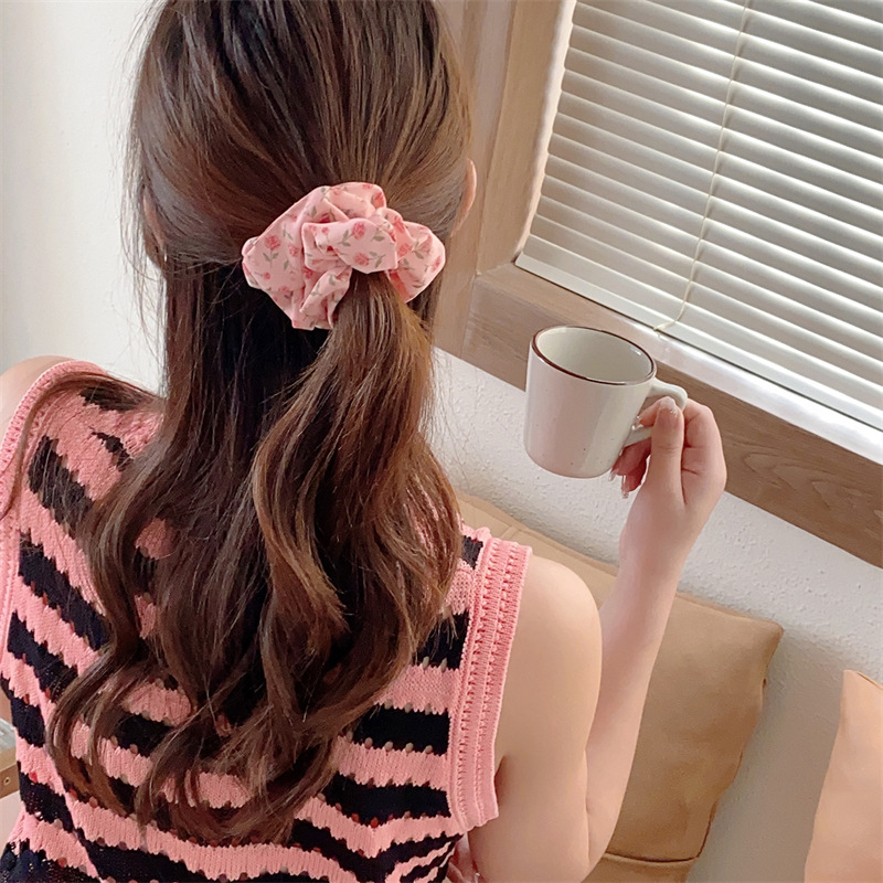 7g Weight Hair Tie Hair Accessories Type 1 Piece Quantity Daily, Street Occasion Cloth Material Flower, Horse Pattern Women's Gender Sweet Style Handmade, Handmade Craft Sweet Women's Flower Horse Cloth Handmade Hair Tie 2