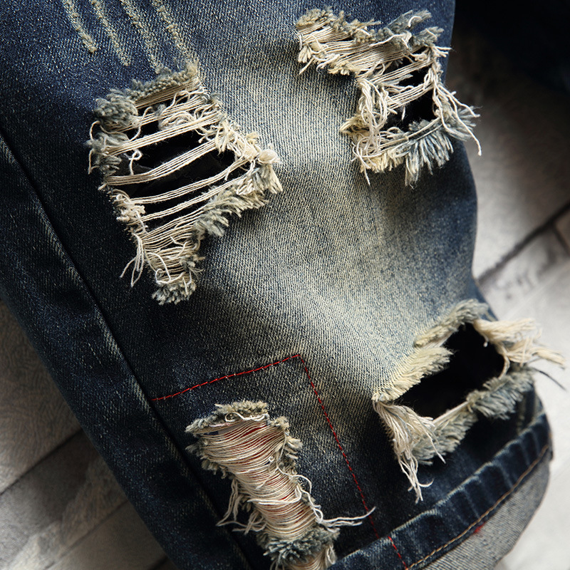 Pantaloncini jeans uomo distressed taglio dritto casual vintage_voghion.com