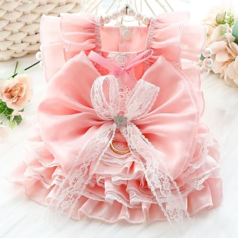 热卖狗狗衣服春夏薄款猫咪公主裙蕾丝礼服手作小型犬宠物高级|undefined