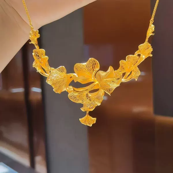 Apricot leaf necklace