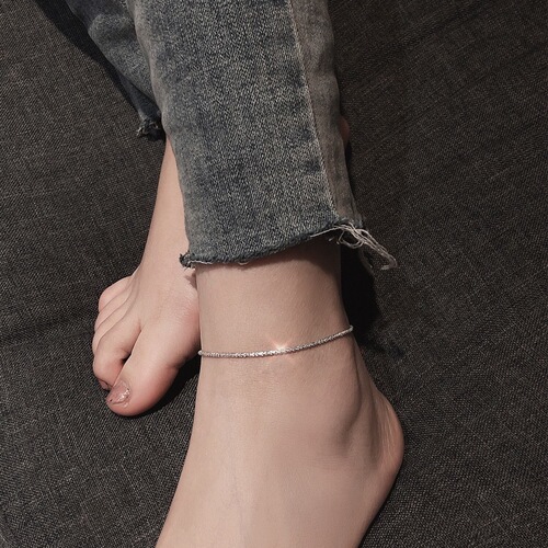 Silver Starry Sky Pull-on Anklet Simple Personalized Design Unique Style Korean Style Women's All-match Anklet Wholesale