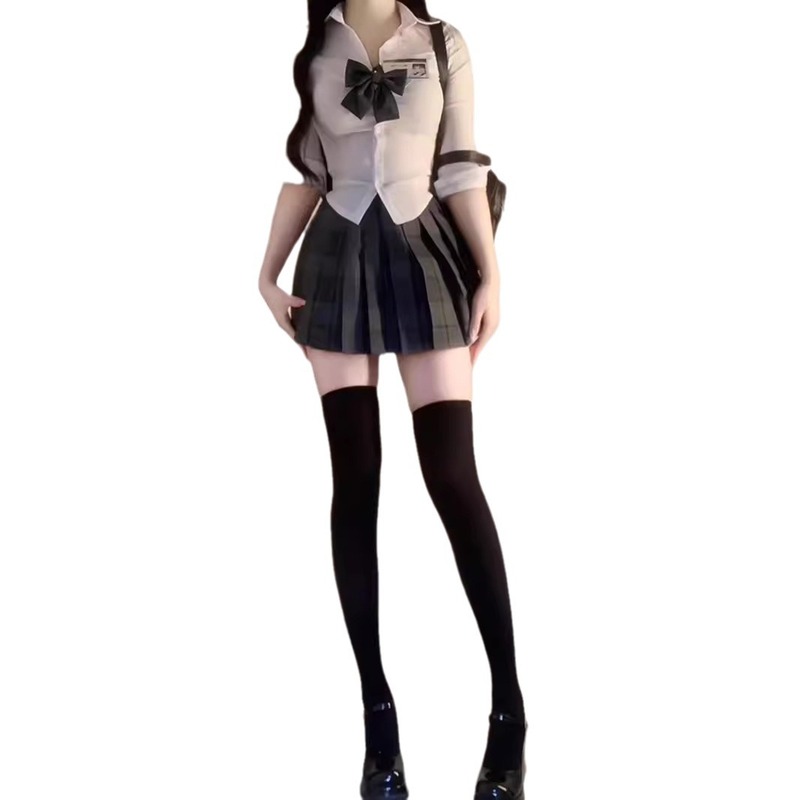 jk制服纯欲辣妹收腰衬衫女春秋学院风白色衬衣修身显瘦打底上衣|undefined