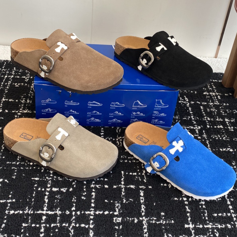 Black retro comfortable slippers platform flat