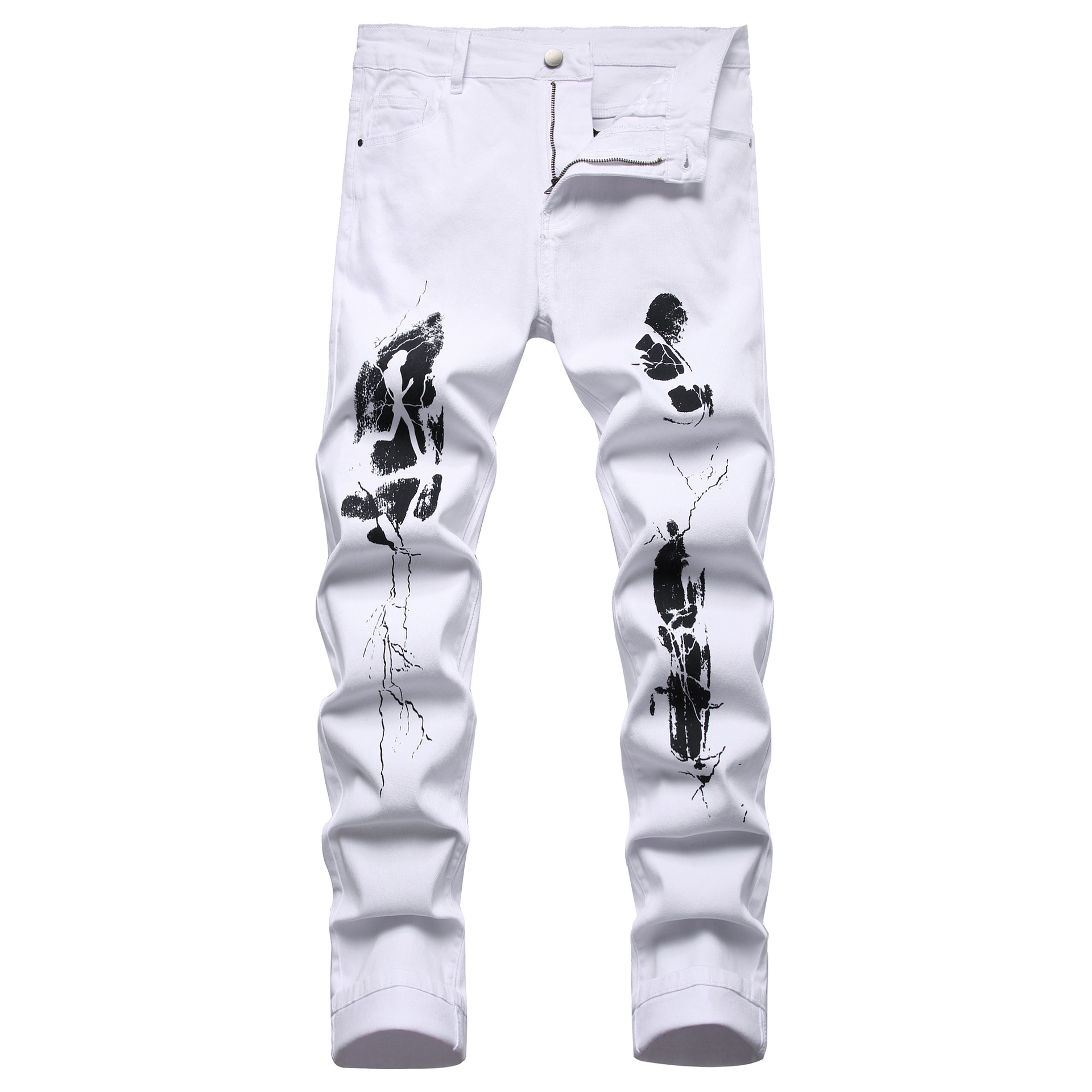 Cross-Border hombres 3D impreso stretch jeans personalidad patrón de moda casual hombres slim fit pantalones de mezclilla