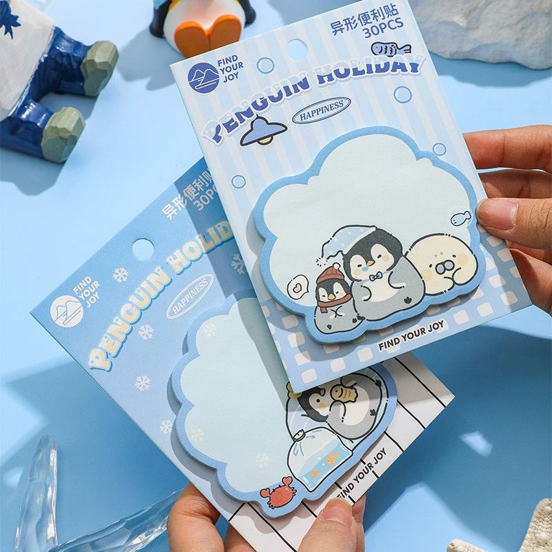 方岛 Penguin Holiday Series Alien Post-it Notes Creative Cartoons Can Tear Hand Account Message Memo Notes 4 Models