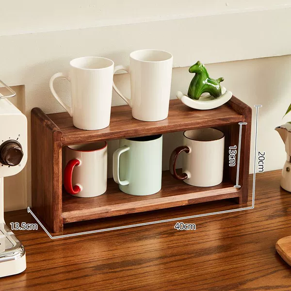 Pine walnut two-layer storage rack