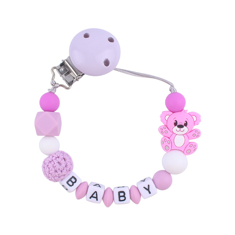 Nuevo bebé suministros de dibujos animados animal oso calmante bebé Cadena de chupete de silicona mordedura cadena anti-caída molar
