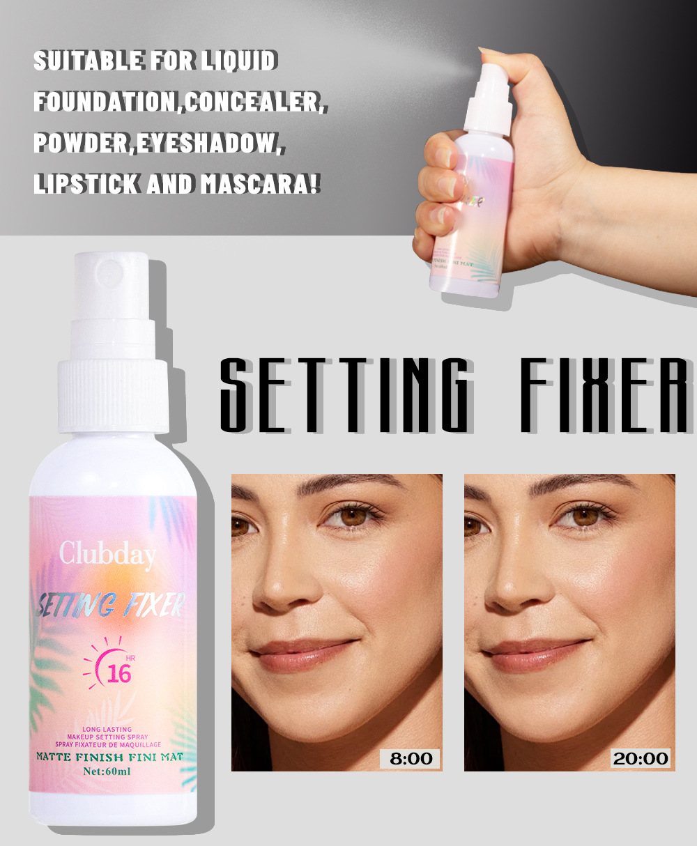 Clubday 60ML Cross-border Moisturizing Matte Setting Spray Long-lasting Oil Control, Water Resistance and Clear Setting Spray Water Item Picture
