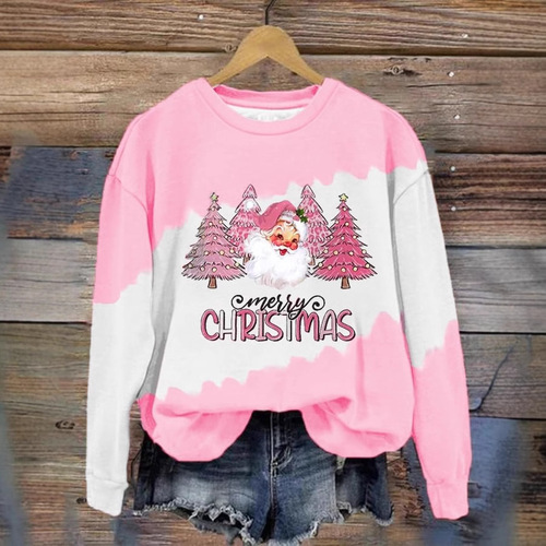 New 3D Digital Printing Hooded Christmas Women's Casual Crew Neck Sweatshirt Wholesale