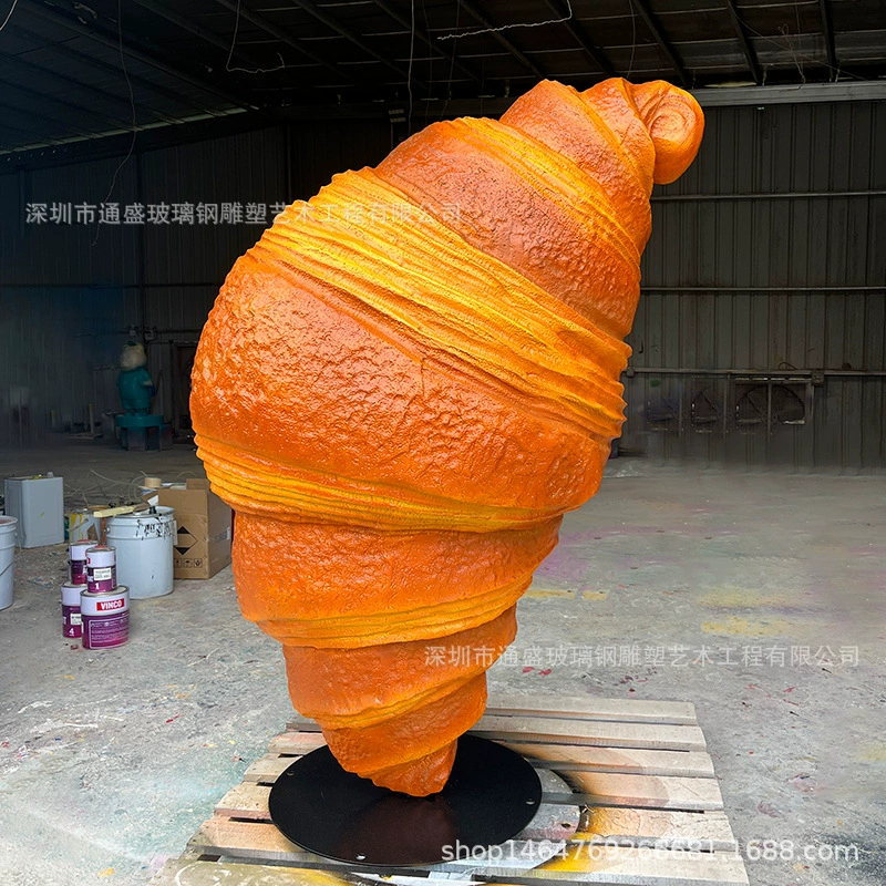 Гигантские имитационные украшения из стекловолокна в виде круассанов, магазин, стекловолокно, хлеб, реквизит, модель скульптуры