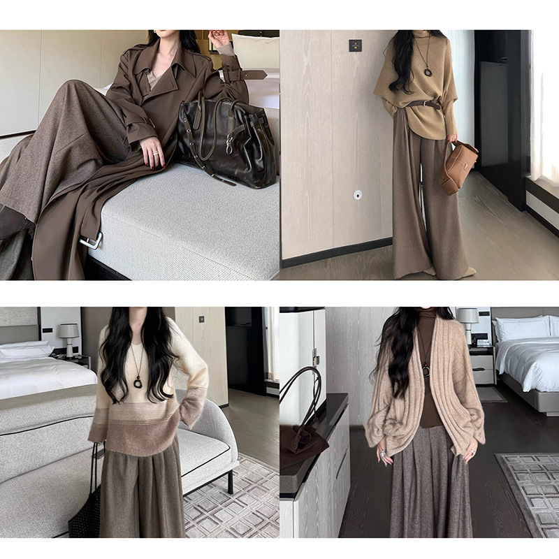 现货厂家批发 2025新款 宽松西装阔腿裤直筒休闲裤长裤 纯色 女|undefined