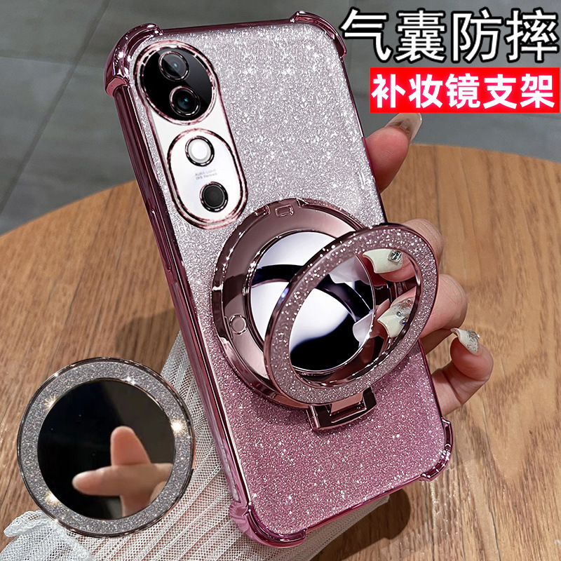 Suitable for vivoS19 phone case super good-looking vivo with mirror bracket S19pro silicone case V2364A all-inclusive