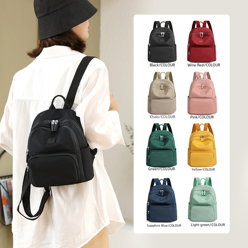 Ladies Fashion Casual Solid Color Double Shoulder Bag Wholesale New Korean Style Trendy College Student Travel Large Capacity Small Backpack
