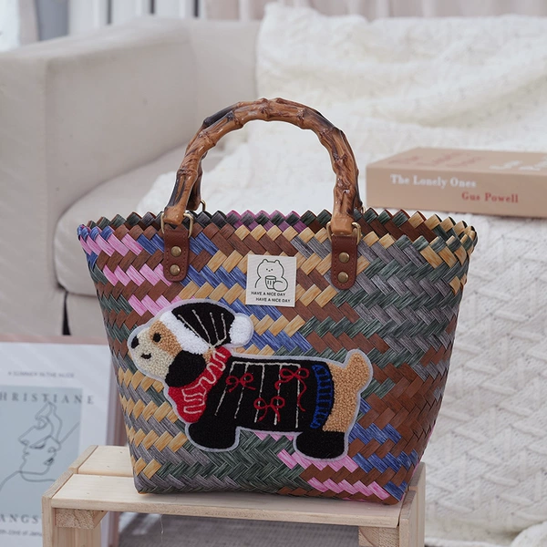 Black Hat Dog Bamboo Bag Handle Height 11cm