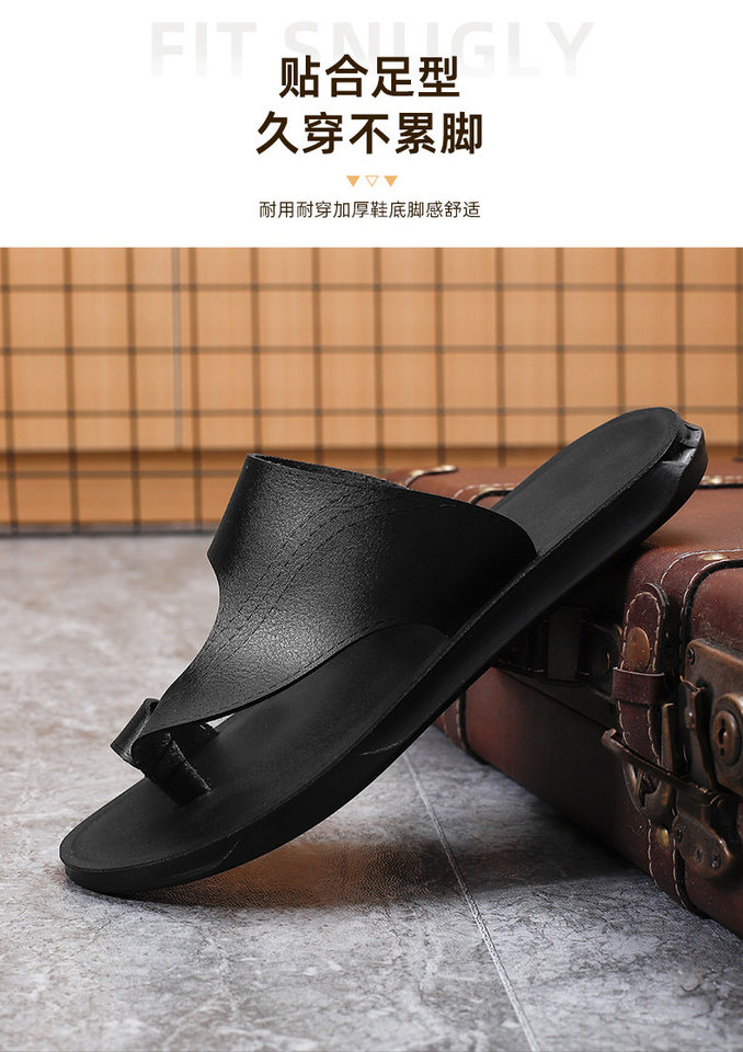 Dép sandal nam quai ngang xỏ ngón cỡ lớn, đế PU chống trượt, thoáng khí, phong cách casual — Vàng nâu, màu đen, Đỏ nâu chi tiết 11
