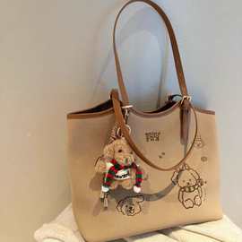 南枫百搭新款 面包小狗 姜饼乐园托特包包女通勤大容量手提单肩包