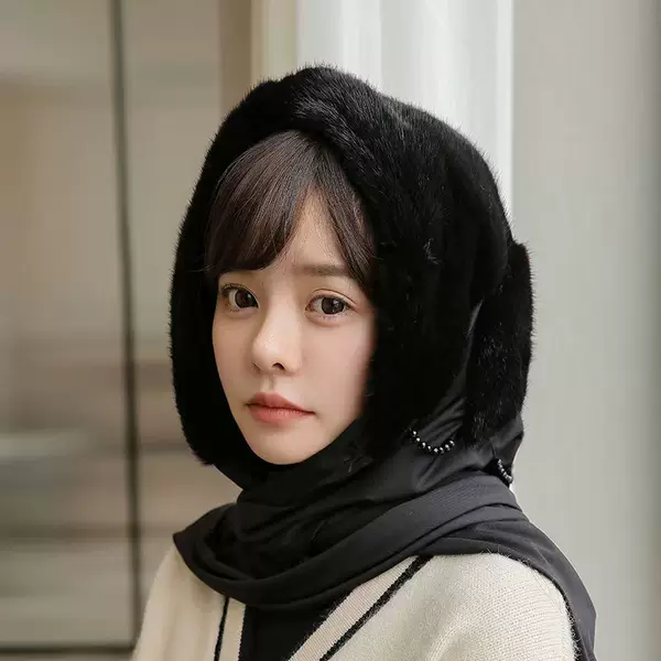 Imitation Mink Fur Scarf and Hat Combo, Winter Cold-Proof and Warm Shawl Hat, Genuine New Model, Plush Winter Warmth