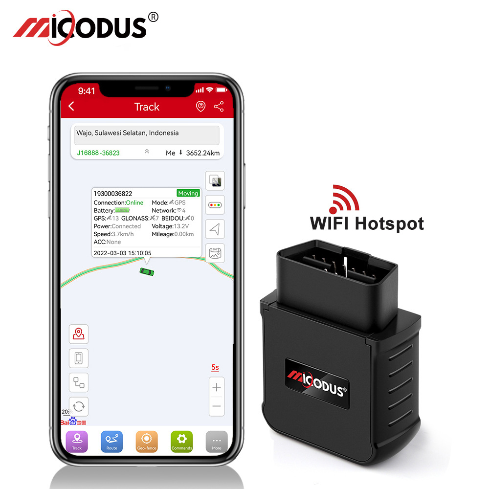车载OBD2 GPS 定位器 MiCODUS MV55GPRO 防盗4G追踪器带WIFI热点