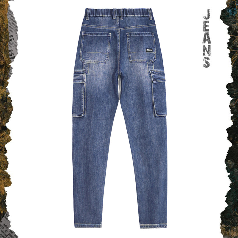 Spring/Summer New Casual Work Wear Jeans Men's Loose Elastic Waist Small Feet Pants_voghion.com