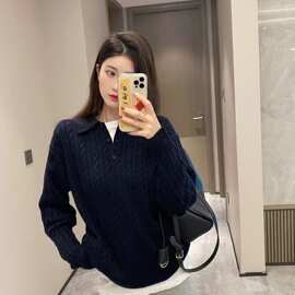 天花板版本现货高品质MU家新款羊绒POLO衫毛衣OS宽松版型男女同款