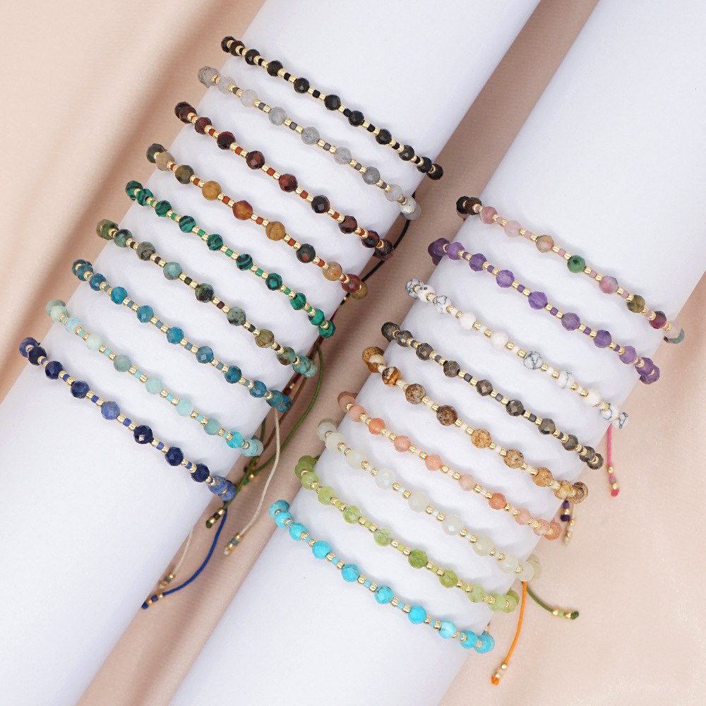 bohemian semiprecious stones miyuki beads friendship rope bracelet femalepicture1