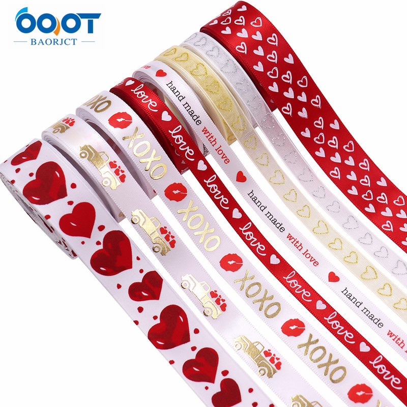 Amazon cross-border gilding ribbon XO red lips Valentine's Day bouquet bandage wedding ribbon love car in stock