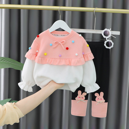 Baby girl fashionable  autumn clothes 2 and a half years old girl baby children's clothing little girl spring and autumn two-piece suit