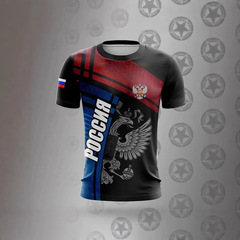 クロスボーダー夏メンズ Tシャツカジュアルルーズロシア国旗プリント通気性半袖紳士服ストリート