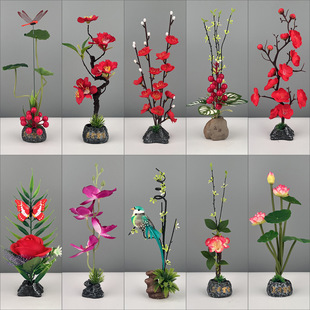 Sashimi Plate Decoration Dishes Hotel Catering Cold Dishes Decoration Plastic Flower and Grass Plate Decorations Small Ornaments Wintersweet