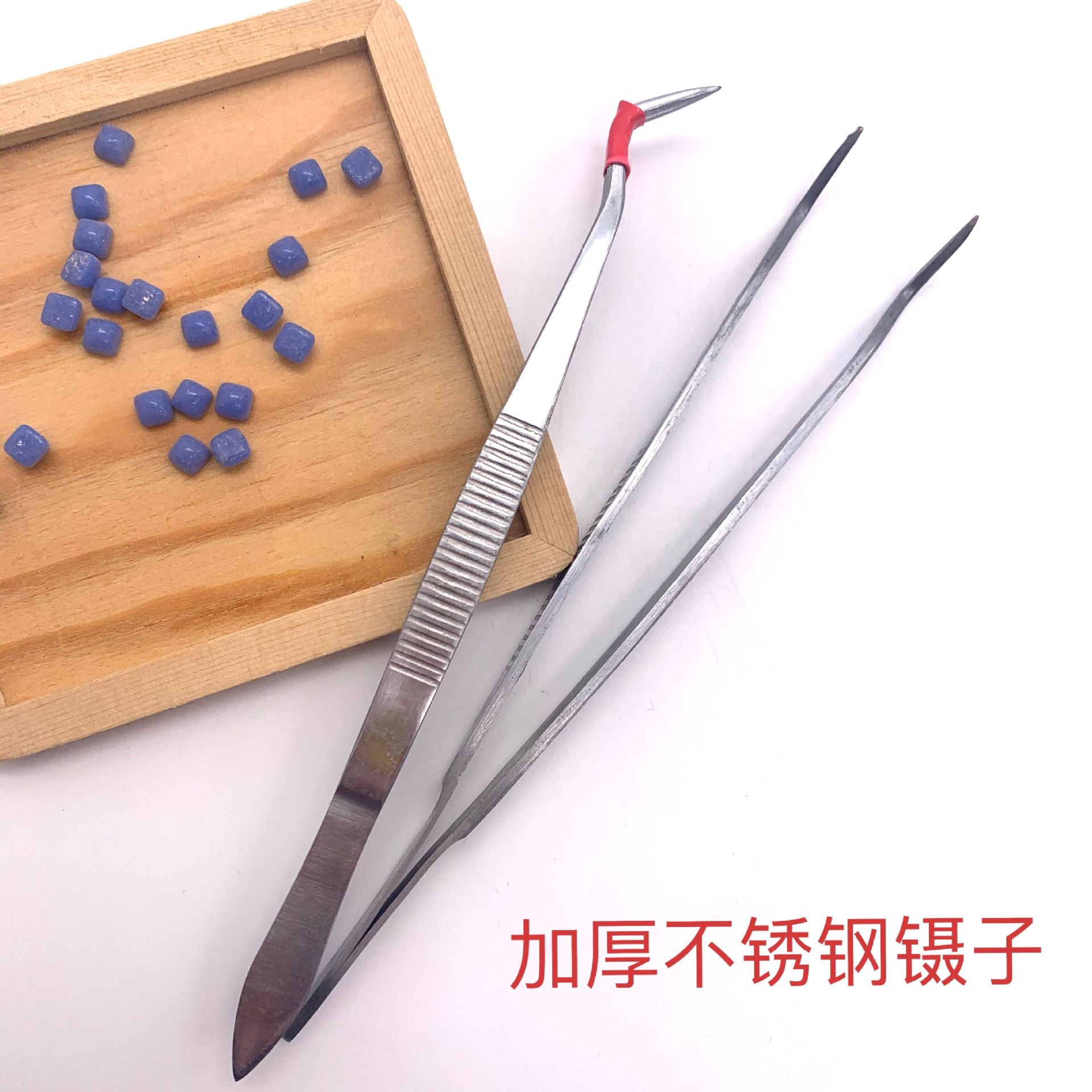 加厚双弯尖头不锈钢镊子手工DIY工具多用途直弯钝头手工夹子批发