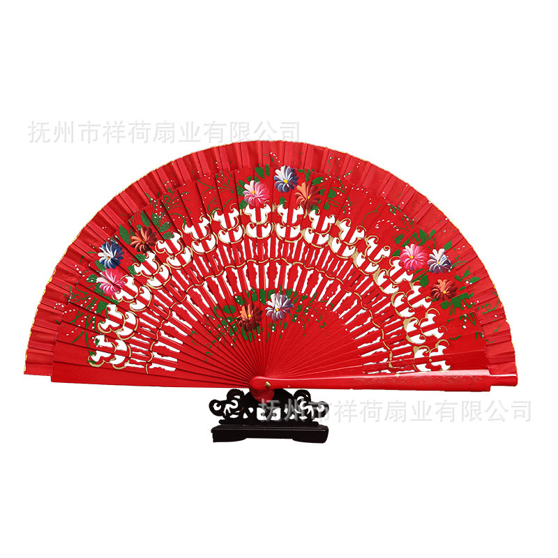 手工彩绘扇子古典折扇欧式西班牙木扇旗袍搭配扇子中式古风折叠扇|undefined
