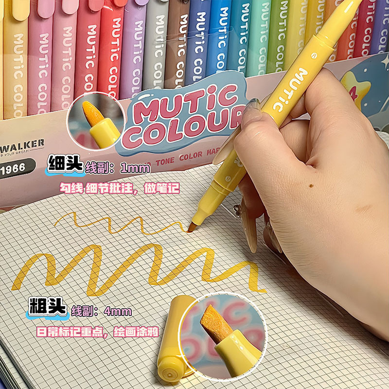 クロスボーダー双頭蛍光ペン 24 色セットカラーマーカー学生マーキング絵画落書き蛍光ペン|undefined