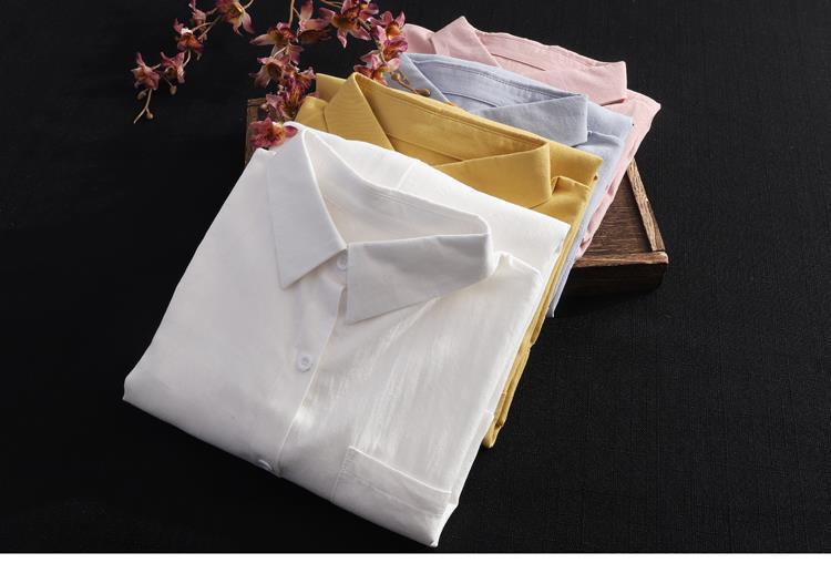 Women's Long Cotton Linen Shirt Loose Slim Fit Casual Elegant Fashion Outerwear Jacket Top For Spring Autumn_ecoleips.com