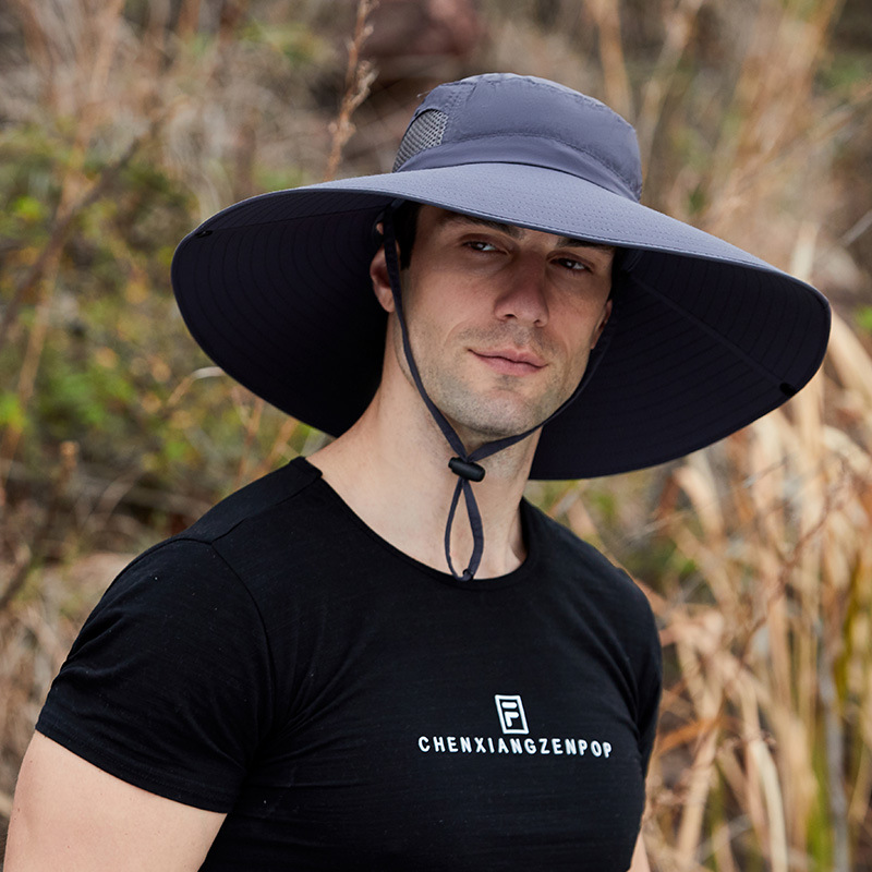 Sombrero de los hombres de ala grande sombrero de pescador sombrero de protección solar de verano extra grande ala sombrero de sol cortina al aire libre sombrero de pesca