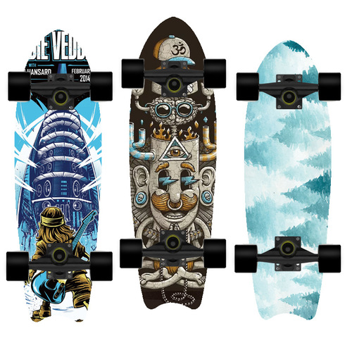 Fish board single tilt brush street board fish tail skateboard maple walking board for boys and girls beginner land surfboard one piece drop shipping