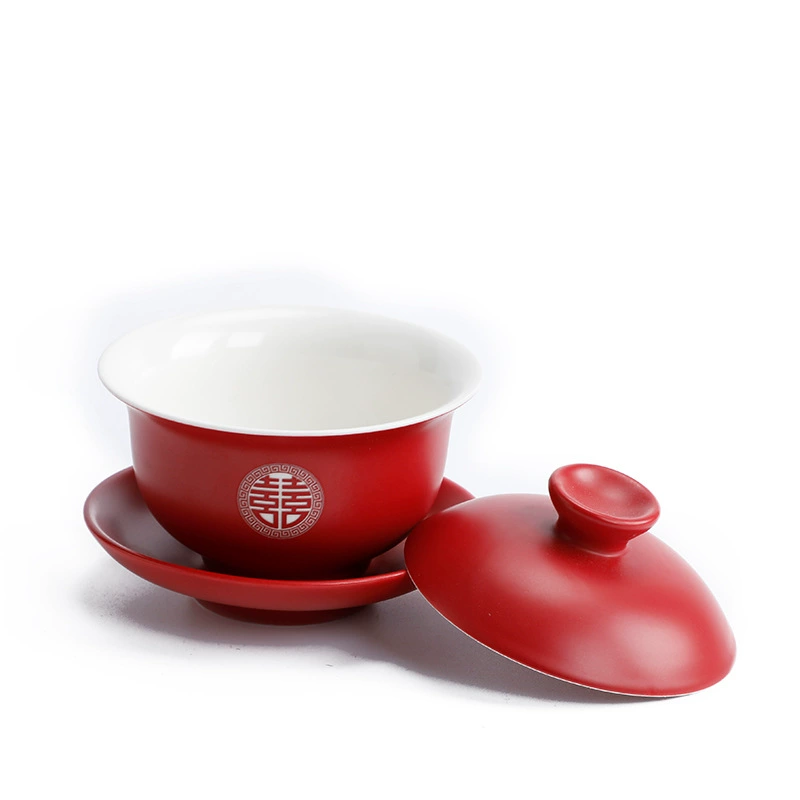 Tea cup, festive red tea set, ceramic gift box