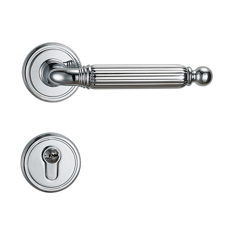 Cerradura de la puerta del dormitorio doméstica de uso general cerradura de hardware interior manija de puerta silenciosa manija de puerta de madera oro simple