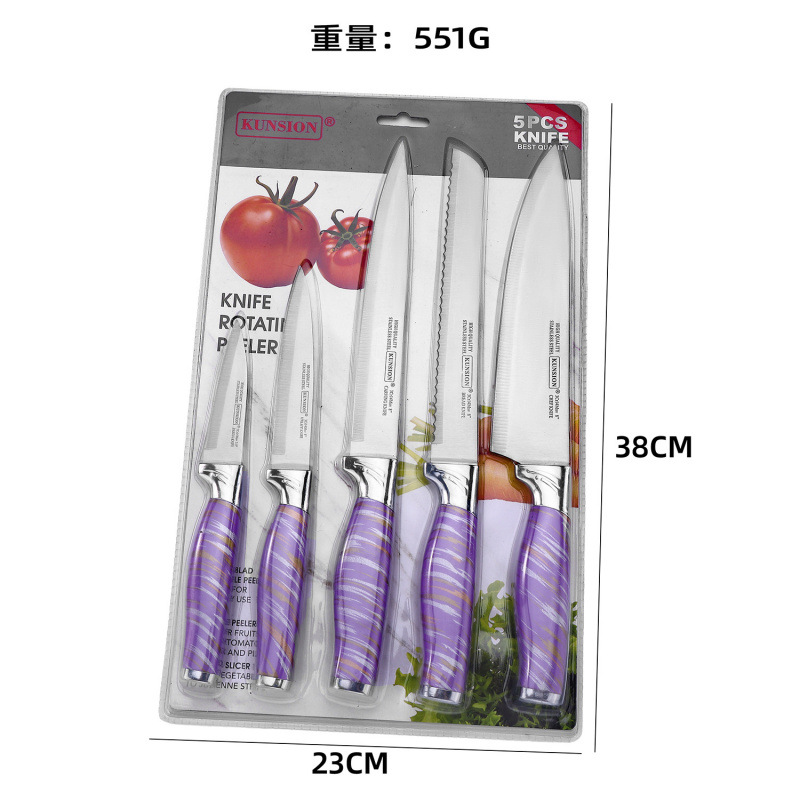 Cuchillo de acero inoxidable 5 piezas cuchillo de cocinero afilado casero cuchillo de frutas cuchillo de regalo