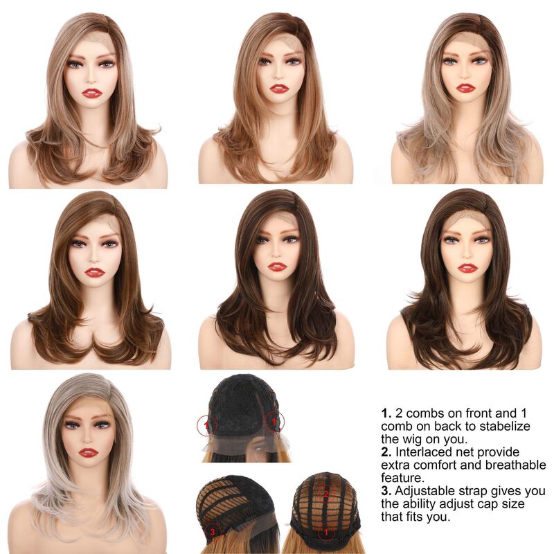 18 inch high temperature resistant fiber synthetic hair 130% density front lace wig