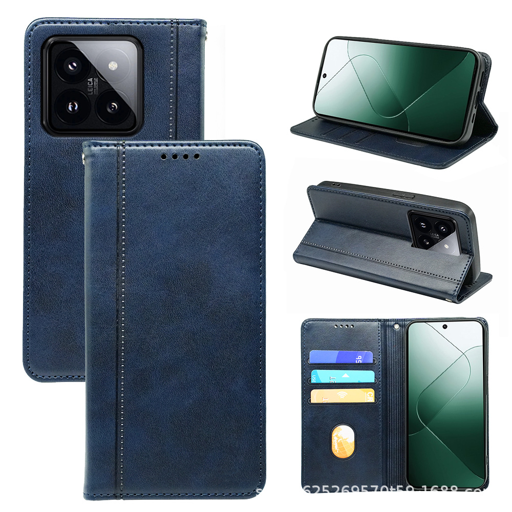 适用中兴ZTE手机皮套iphone16三星小牛皮磁吸翻盖手机皮套