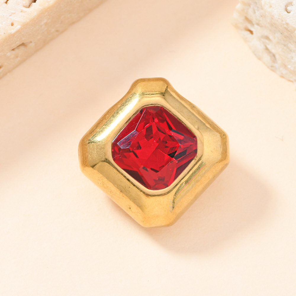 Un solo colgante de venta transfronteriza accesorios de acero inoxidable de fundición biselada cuadrada colgante de zircón 18K accesorios de oro