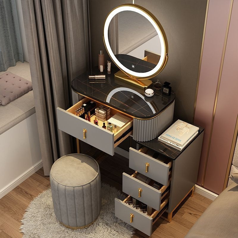 Small Apartment Dressing Table Storage Cabinet Integrated Bedroom Modern Simple Small Light Luxury High-End Internet Celebrity Makeup Table New Style