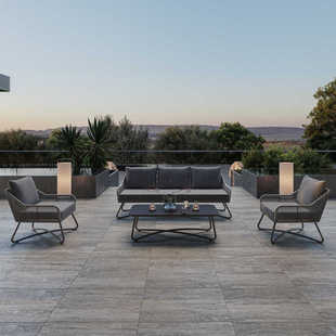 Outdoor Balcony Furniture Courtyard Garden Terrace Leisure Rattan Sofa Villa Rope Sofa Coffee Table Combination Open-Air