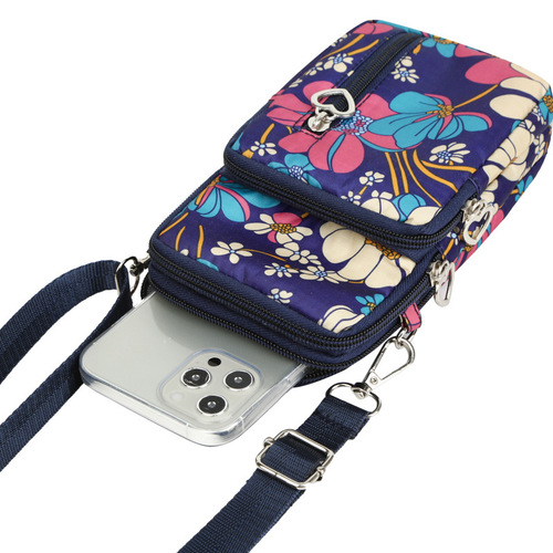 Phone bag mini small bag vertical three-layer coin purse women's crossbody bag fabric wrist arm phone pouch neck hanging