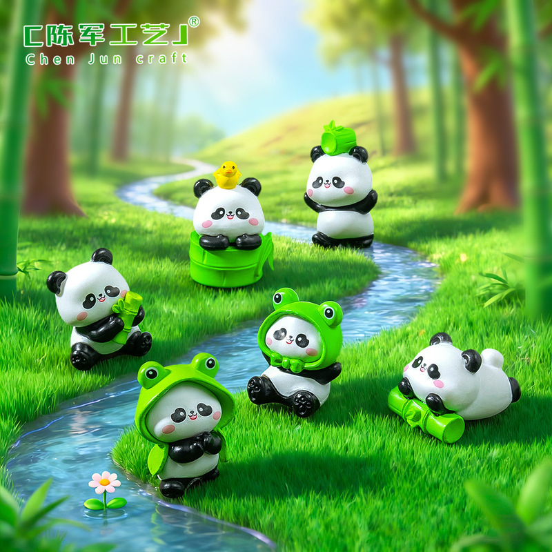 Micro-Landscape Creative Cute Frog Panda Doll DIY Decoration Hanging Accessories Mini Car Desktop Ornaments
